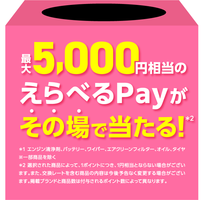 最大5,000円相当のえらべるPayがその場で当たる！